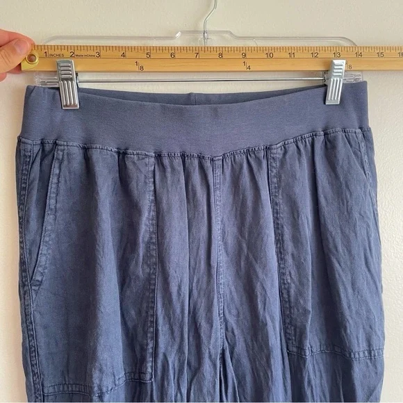 Faherty Brand Arlie Day Pants linen joggers blue lounge pull on elastic waist M - Picture 10 of 16